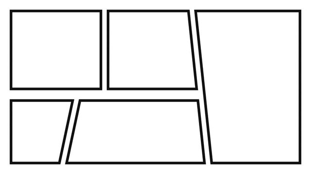 Empty manga page layout with tall panel, frames draw in on white