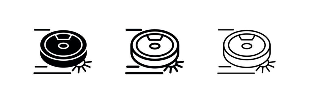 Robot vacuum cleaner icon set for smart home cleaning technology