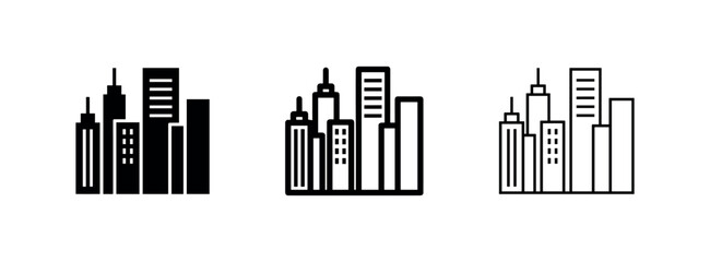 Obraz premium Modern City Skyline and Urban Building Icon Set