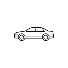 Fototapeta premium Compact four door sedan with straight roofline defined trunk and simple wheels in a minimal black and white side view outline