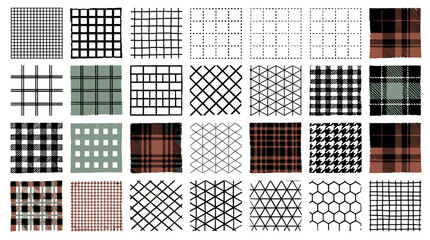 Fototapeta premium Collection of various textile fabric patterns with different textures and colors