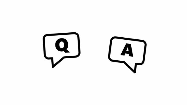 Question and answer speech bubble animation with minimalist icons. 4K Video