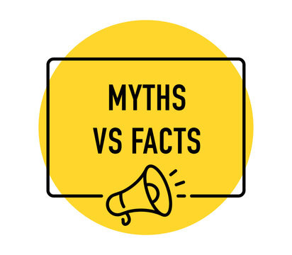 Myths vs Facts banner, facts and information, truth and misinformation, educational awareness, public education, communication, marketing, megaphone, vector illustration