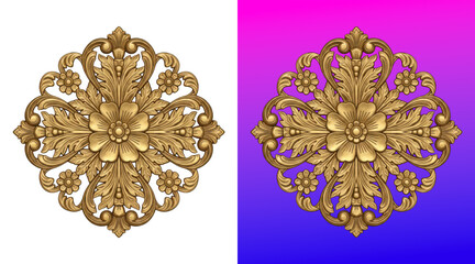 Intricate gold floral decorative motif ornate design © Abdur