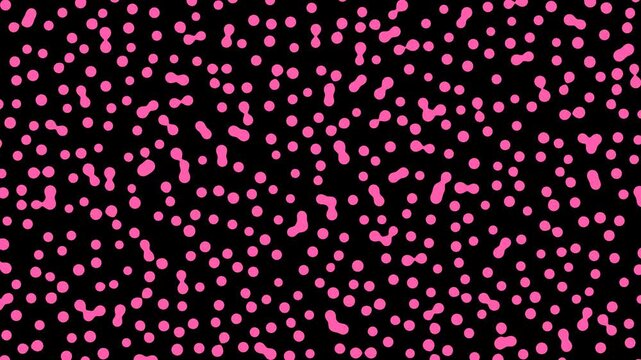 Pink cell division spots, organic reaction diffusion loop on black
