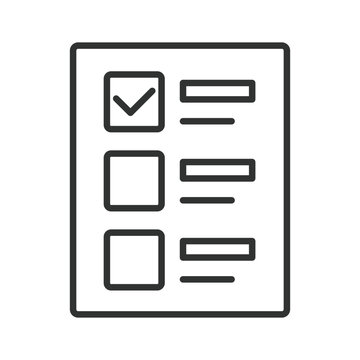 Checklist survey task document icon in line design. Checklist, survey, task, document, form, complete, list on white background vector. Checklist editable stroke icon