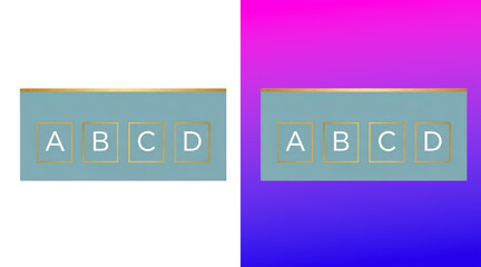 Four labeled square buttons on turquoise background graphic resource © SP Creative Lens