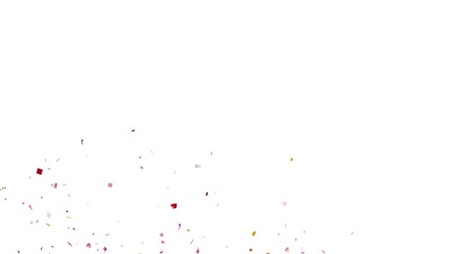  Realistic 3D rendered colorful metallic confetti burst animation against green screen and white solid background. exploding confetti On Transparent alpha Background.