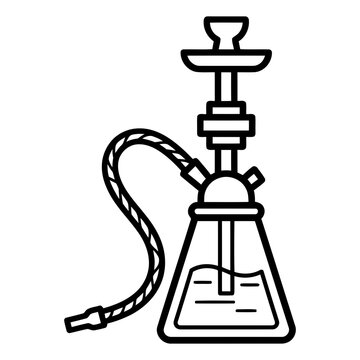 Hookah line art icon, shisha water pipe vector illustration for lounge and cafe branding.