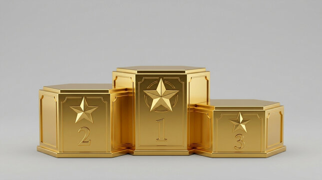 Golden Winner Podium for First, Second, Third Place with Stars