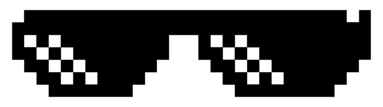 retro pixel sunglasses meme style icon set