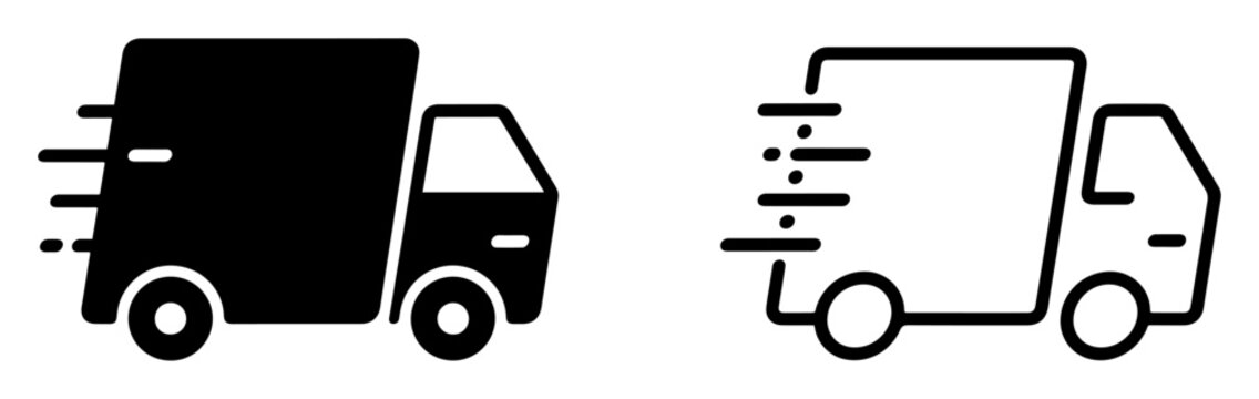 fast delivery shipping and truck icon set