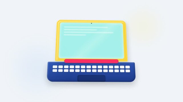 A colorful 3D rendered laptop icon isolated on a plain light background.