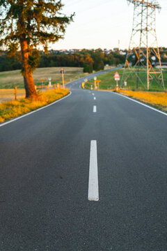 Curving Rural Road Through German Countryside