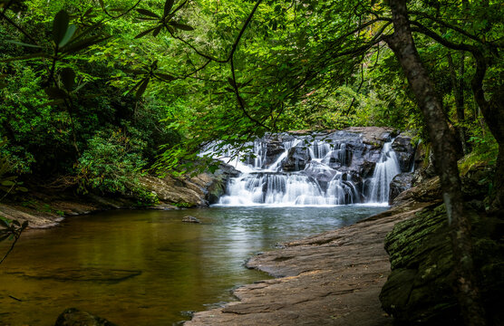 Dick's Creek Falls in Lumpkin County north of Dahlonega in Northern Georgia USA
