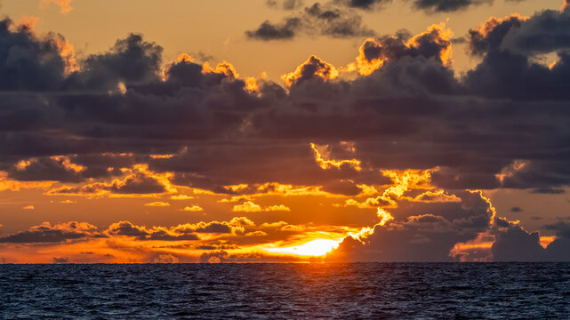 Sunset over the Gulf of America or Gulf of Mexico from Nolomois Beach Florida USA