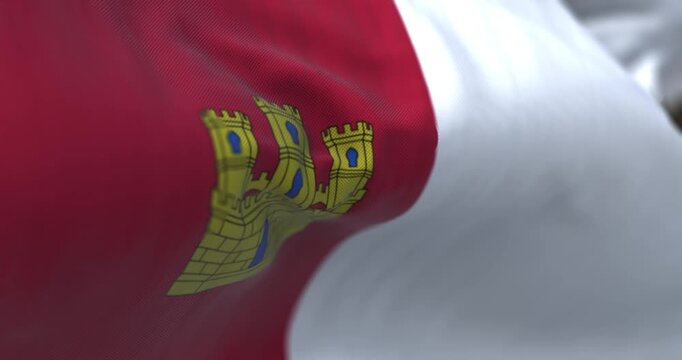Seamless loop in slow motion of Castile La Mancha flag waving