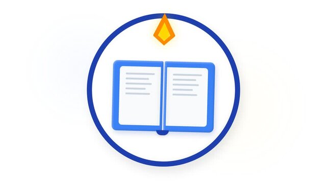 Minimalist flat vector icon of an open book inside a circular frame.
