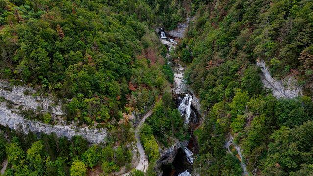 El Estrecho waterfall. Ordesa Valley. Ordesa and Monte Perdido National Park. Pyrenees. Huesca. Aragon. Spain.