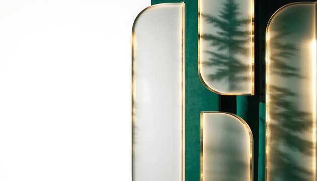 Abstract background with translucent panels and golden accents unique photorealistic