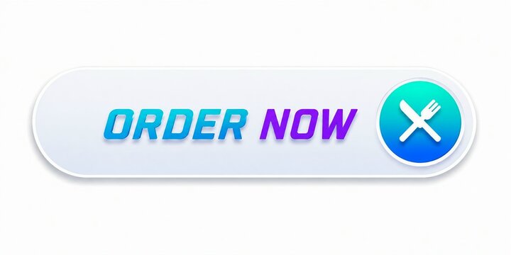 Modern order now button with food icon for app or website