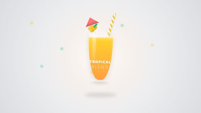 Minimalist flat vector illustration of a refreshing tropical fruit juice cocktail drink.