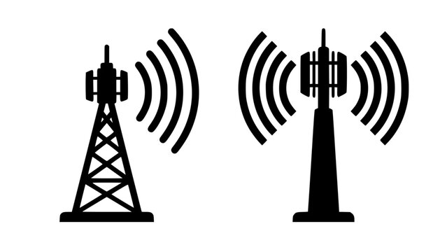 Two cell tower icons with signal waves illustration