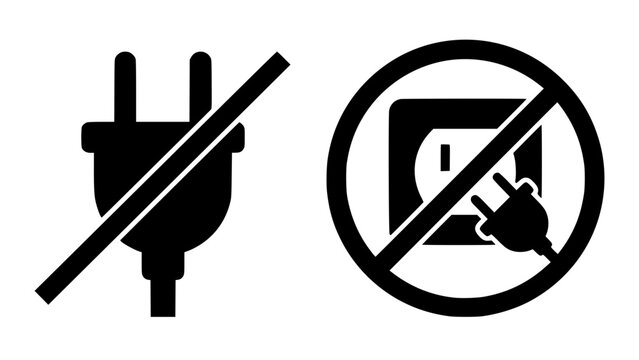 No electricity sign with plug icon showing power prohibition