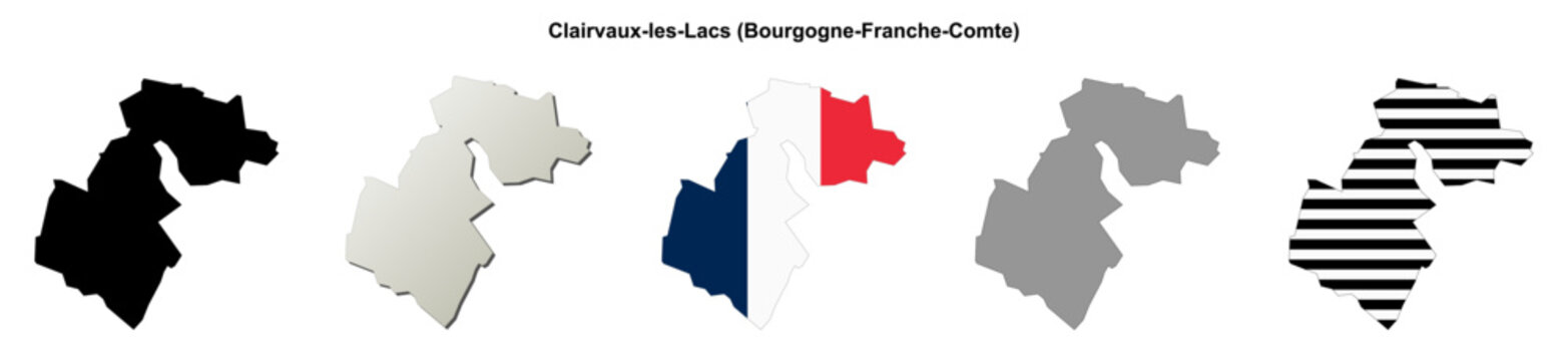 Clairvaux-les-Lacs (Bourgogne-Franche-Comte) blank outline map set