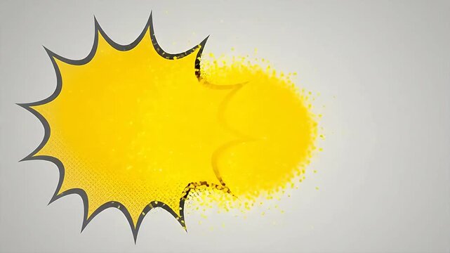 Yellow cartoon star burst shape with black outline on white background