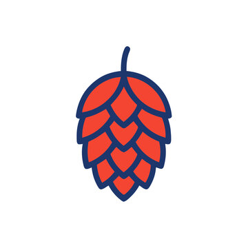 Red and blue hop cone icon