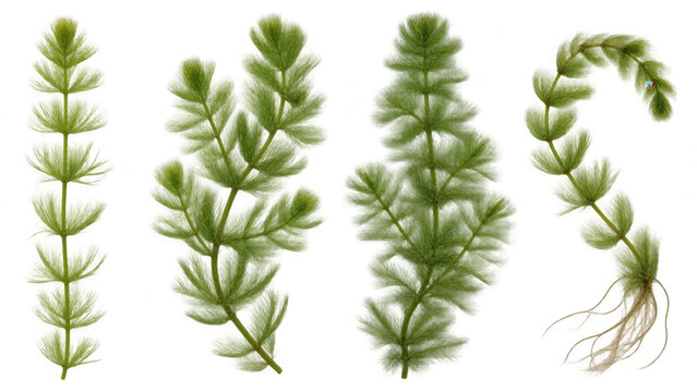 Hornwort aquatic oxygenating plants set isolated on transparent background