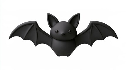 Fototapeta premium Flying bat, rounded wings and cute expression, isolated Halloween icon, 3D render illustration. 