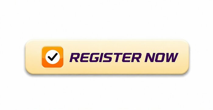 Modern register now button with checkmark icon and gradient background