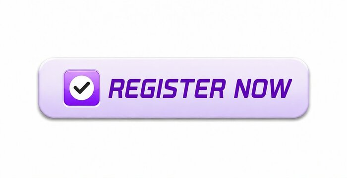 Modern purple call to action button with checkmark icon and register now text