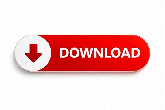 Red download button with white arrow icon for website and app use