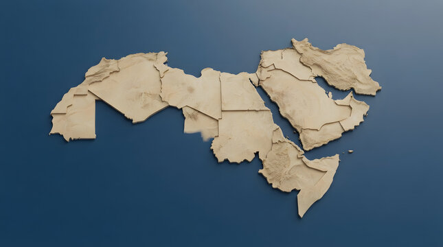 3D Wooden Map of the Middle East and North Africa Region
