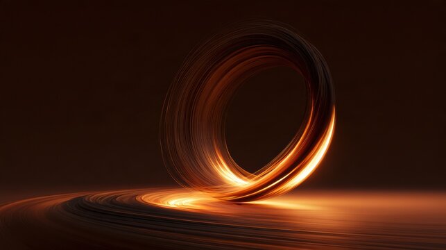 Fast-moving abstract forms spin in a circle without advancing while a slower form moves forward with an amber glow against a dark background.