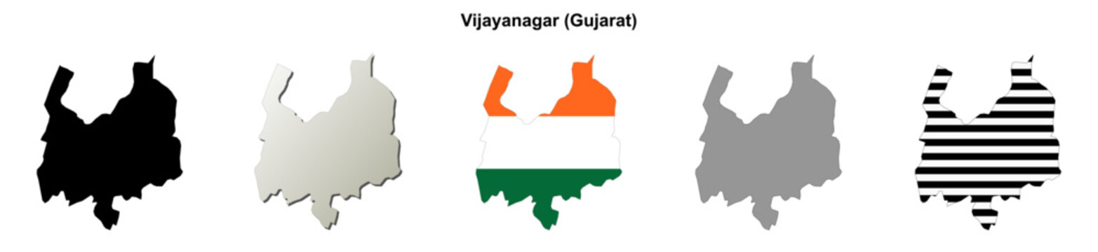 Vijayanagar (Gujarat) blank outline map set