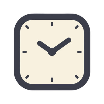 Square clock face with hands