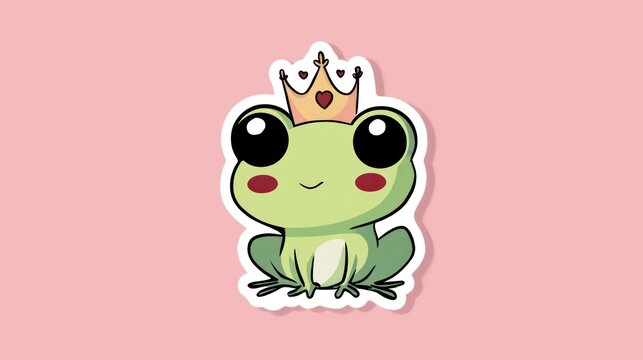 Kawaii-style frog sticker design