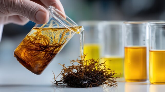 Lab experiment converting lignocellulosic material to fuel