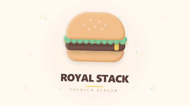 Minimalist vector illustration of a delicious premium burger with text label.
