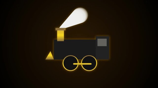 Stylized Steam Train Icon on Dark Background