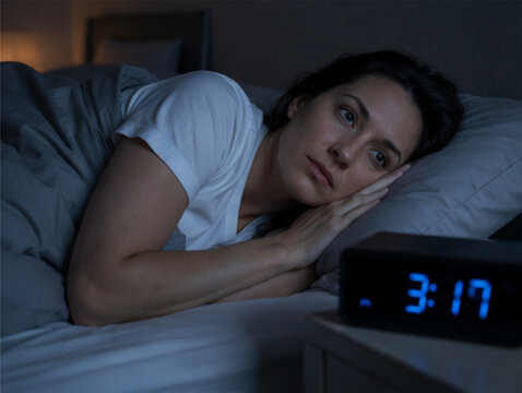 不眠症,不眠,睡眠障害,睡眠,眠れない,寝付けない,入眠障害,中途覚醒,早朝覚醒,熟眠障害,睡眠不足,寝不足,睡眠の質,寝室,ベッド,夜,深夜,目が覚める,時計,スマートフォン,疲労,倦怠感,ストレス,不安,悩み,精神的不調,メンタルヘルス,自律神経,生活習慣,健康,体調不良,睡眠外来,精神科,心療内科,病院,クリニック,医師,診察,治療,睡眠薬,服薬,カウンセリング,会社員,日本人男性,日本人女
