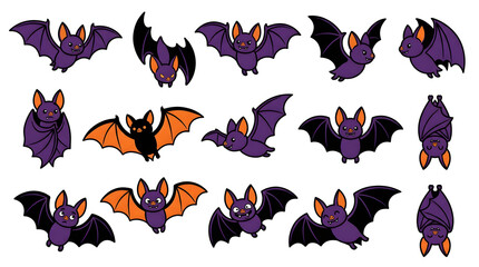 Obraz premium Colorful bat silhouette swarm flying together