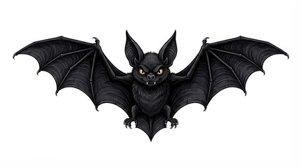 Fototapeta premium Black bat with extended wings illustration