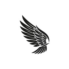 Obraz premium Black wing graphic on white background, design element, isolated
