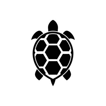 Black turtle silhouette on white background - simple icon