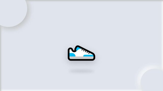 Minimalist sneaker icon with blue accents on light background